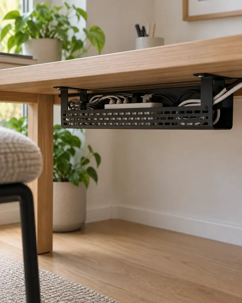 Illustration: Under-desk cable tray