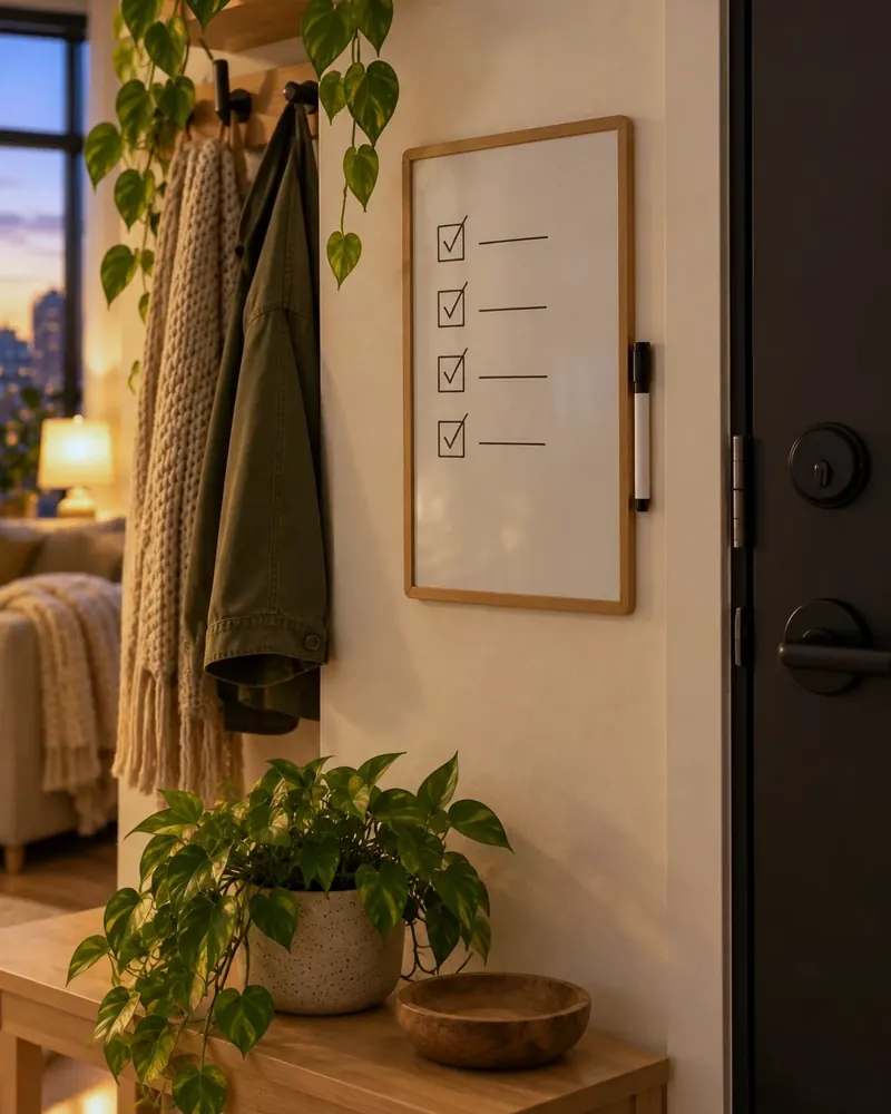 Illustration: Small whiteboard by the door