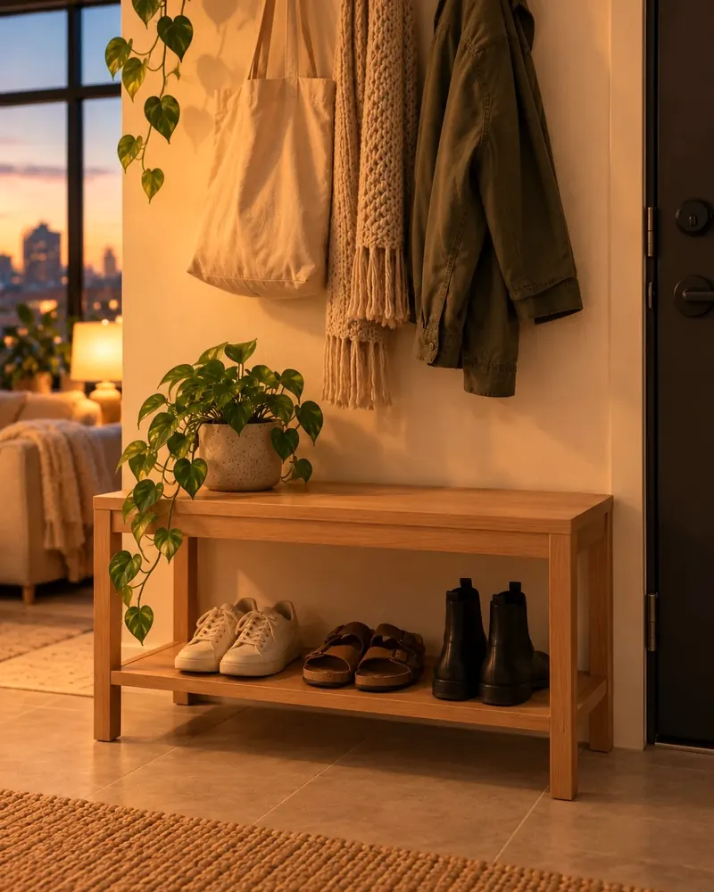 Illustration: Entryway shoe bench